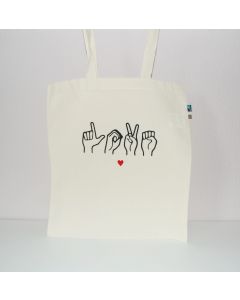 Jutebeutel | Jutetasche | Aufschrift in Gebärdensprache: Love